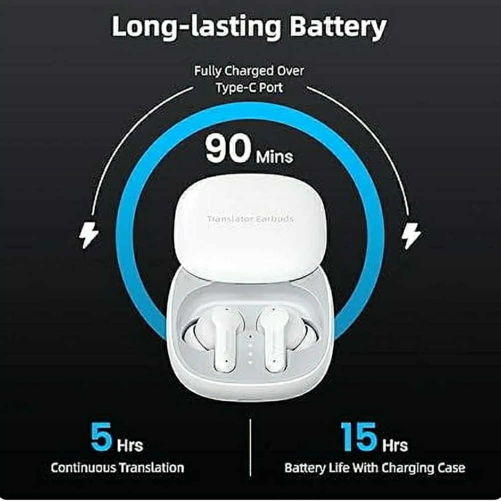 Wireless Translator Earbuds in White